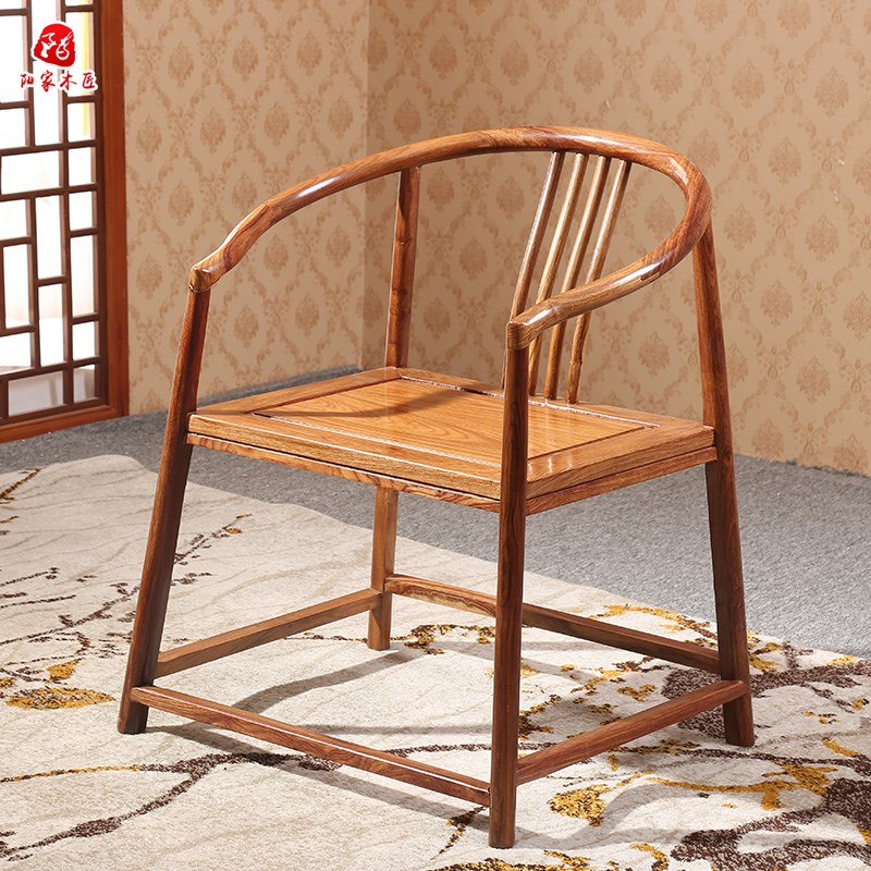 红木家具花梨木圈椅三件中式太师椅官帽椅将军椅实木椅茶椅鼓凳