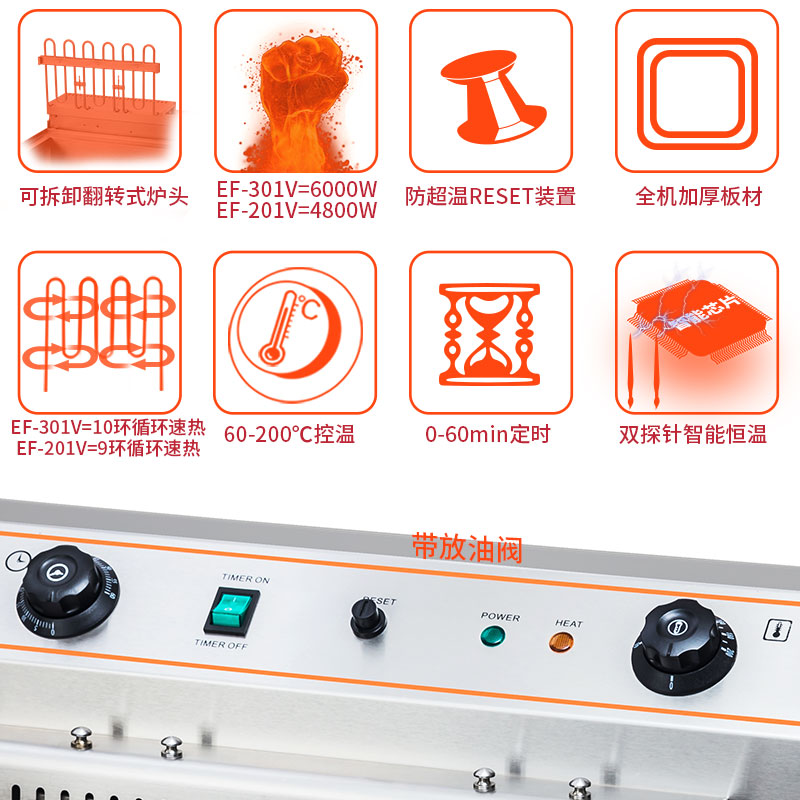XINDIZHU电炸炉商用油炸锅电炸锅油条机炸鸡排炸薯条薯塔机油炸机