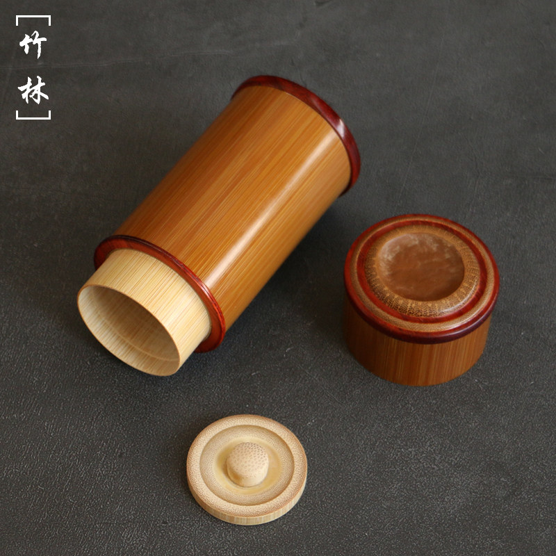 精品天然纯手工精磨老玉竹茶叶罐竹木制便携式茶仓茶叶筒包装竹筒