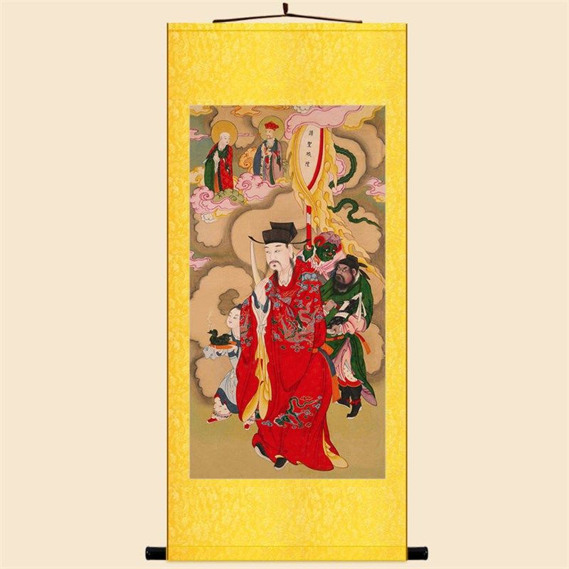 明清复古水陆画 城隍爷人物神像画 城池守护神卷轴挂画装饰画定制