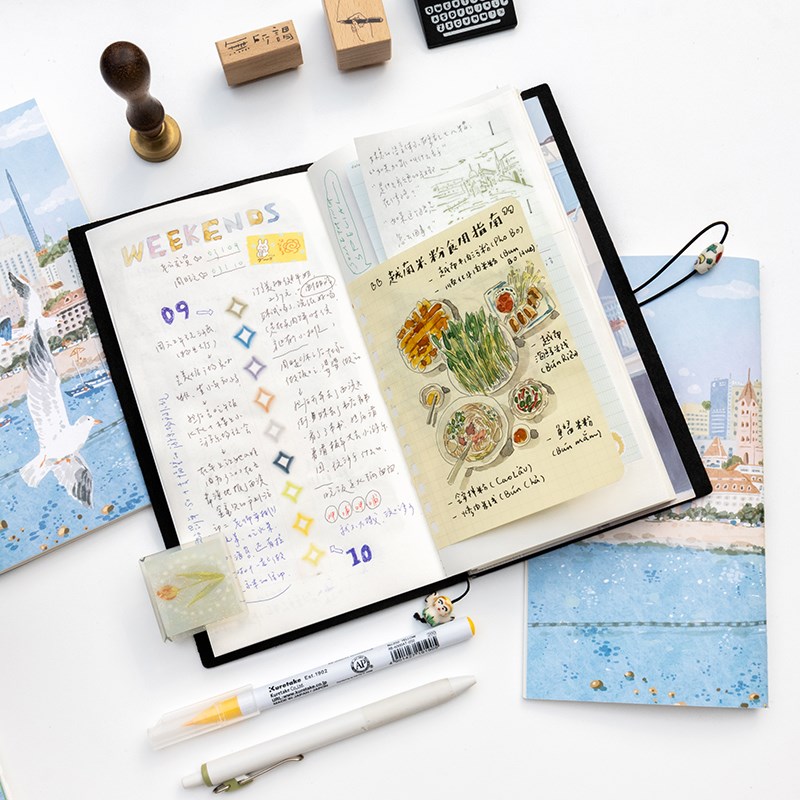 别管手帐 whtever空白本TN插画封面到海边特种纸可水彩手帐本