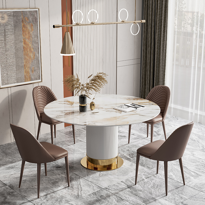现代简约餐桌腿桌脚不锈钢金属圆桌大理石岩板圆餐桌脚支架子定制