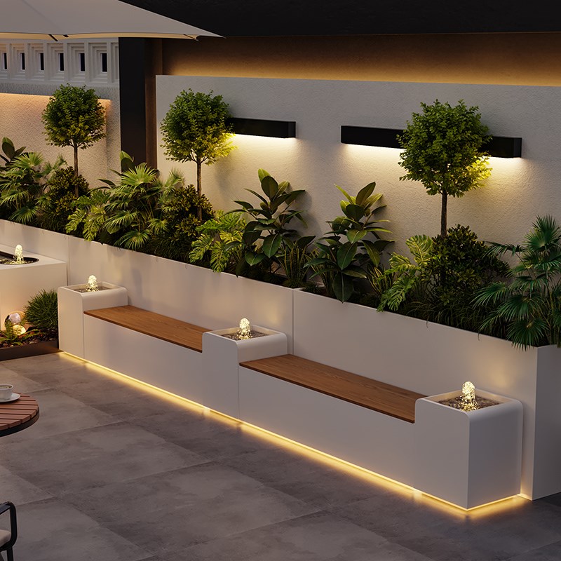 30不锈钢水幕墙流水屏风隔断庭院花箱景观金属露台花园景墙定制