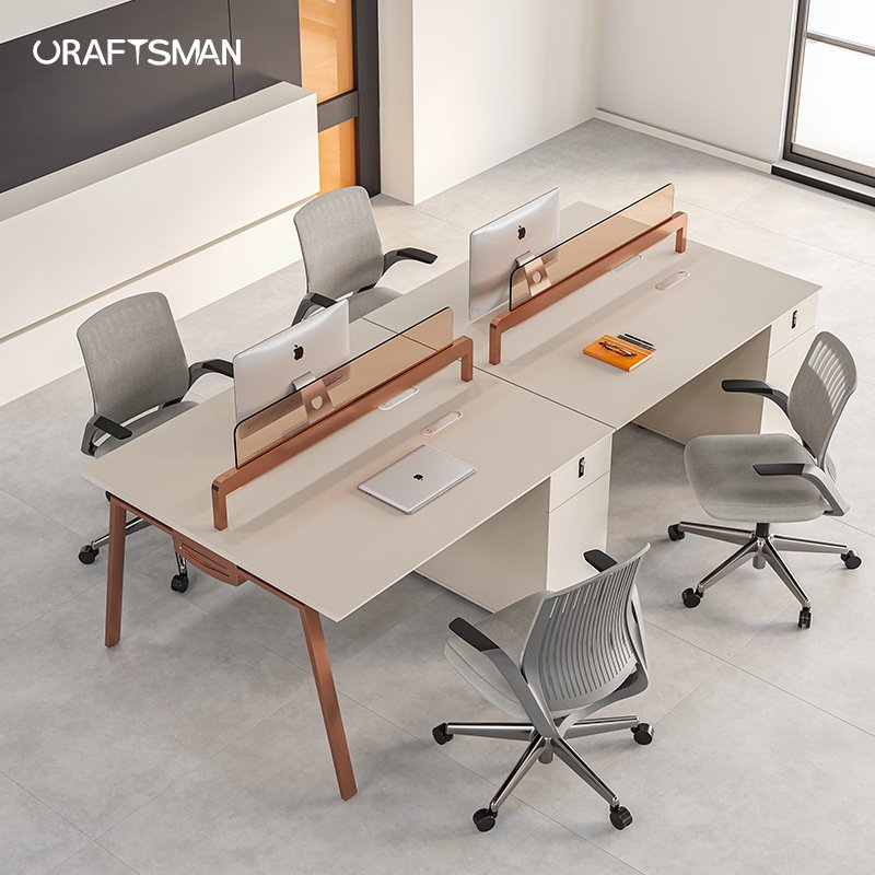 职员办公桌简约现代双4六人位6四屏风工位员工办公室桌椅组合桌子