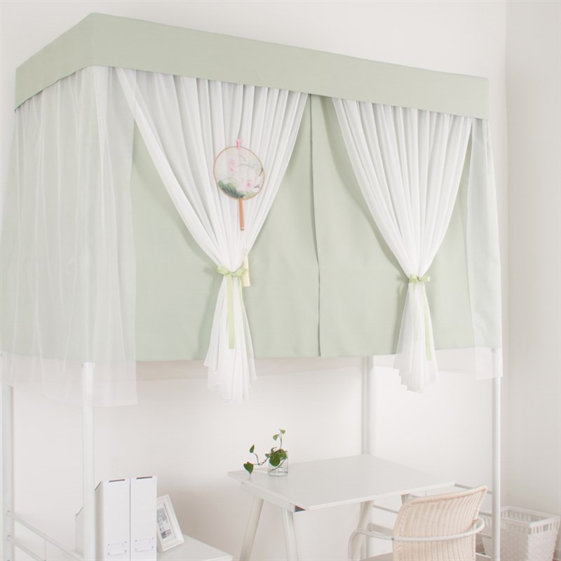 可意新款古风大学生宿舍上下铺帘子加厚强遮光上铺床帘蚊帐一体式