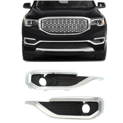 适用GMC Acadia 2017-2019 雾灯框镀铬 前杠雾灯罩格栅下网饰框