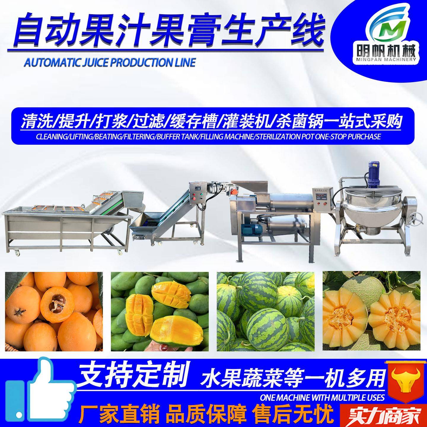 果汁加工生产线 番茄胡萝卜浆果皆可用 自动化清洗打浆一体机