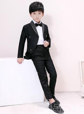 高档儿童出红色礼服男童燕尾服婚男孩主持术礼魔指挥钢琴演服韩版