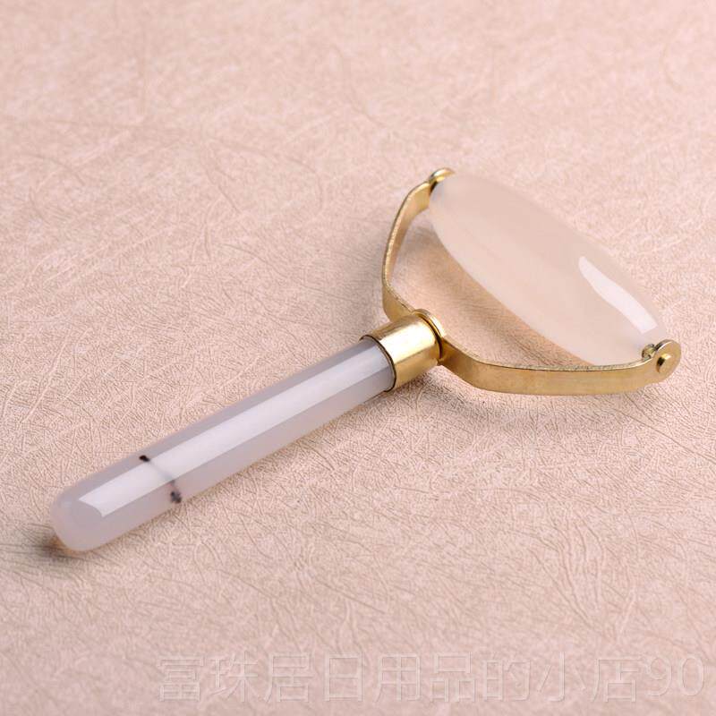 高档天脸然白玉髓推推脸器玉滚玛轮瑙脸部按摩器面部玉瘦美容器按