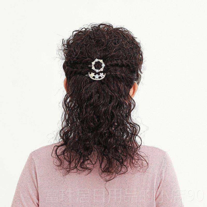 高档假发女长发发中长卷妈发真人发丝老年妈型羊中毛卷半扎可盘发