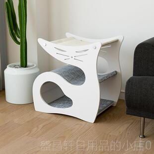 高档喵林苑多猫家庭猫夏实冬窝木双层闭帐篷四季通用吊床半封式猫