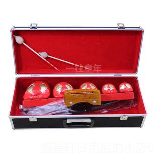 高档专业队五音木鱼乐架子5音多木带鱼梆子音套装带支架铝合金盒