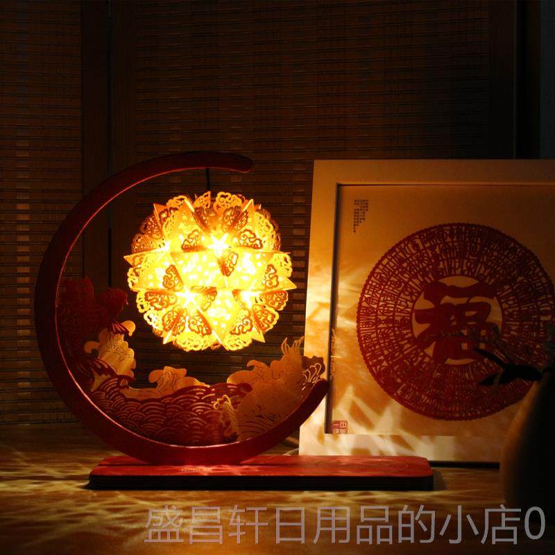 高档上新纸故宫锦鲤雕灯手了工DIY创意折日纸灯小夜灯情人节女生
