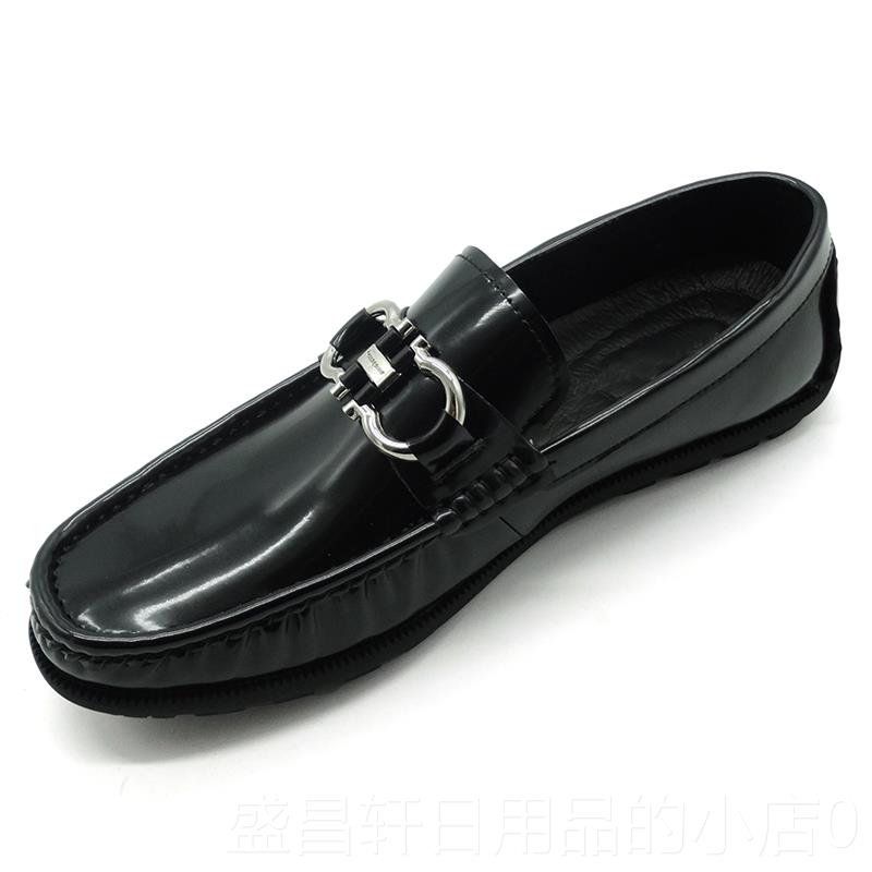 高档2新025春秋款男士真低豆豆鞋男经典亮皮皮饰扣漆皮休闲皮鞋帮