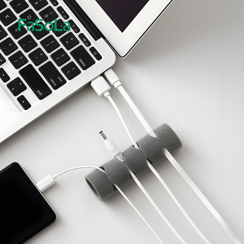 桌面理线器手机充电线数据线整理收纳集线器尼龙多孔理线贴