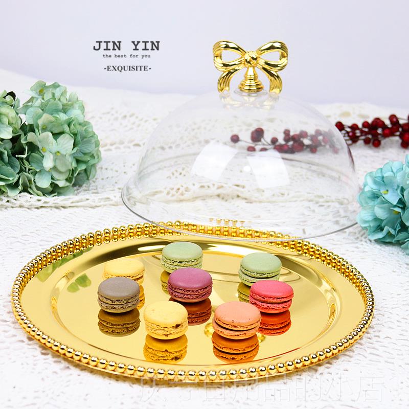 高档欧式属饰蛋糕盘午 香薰镀银托盘金 下茶糕点果盘 客厅装饰首