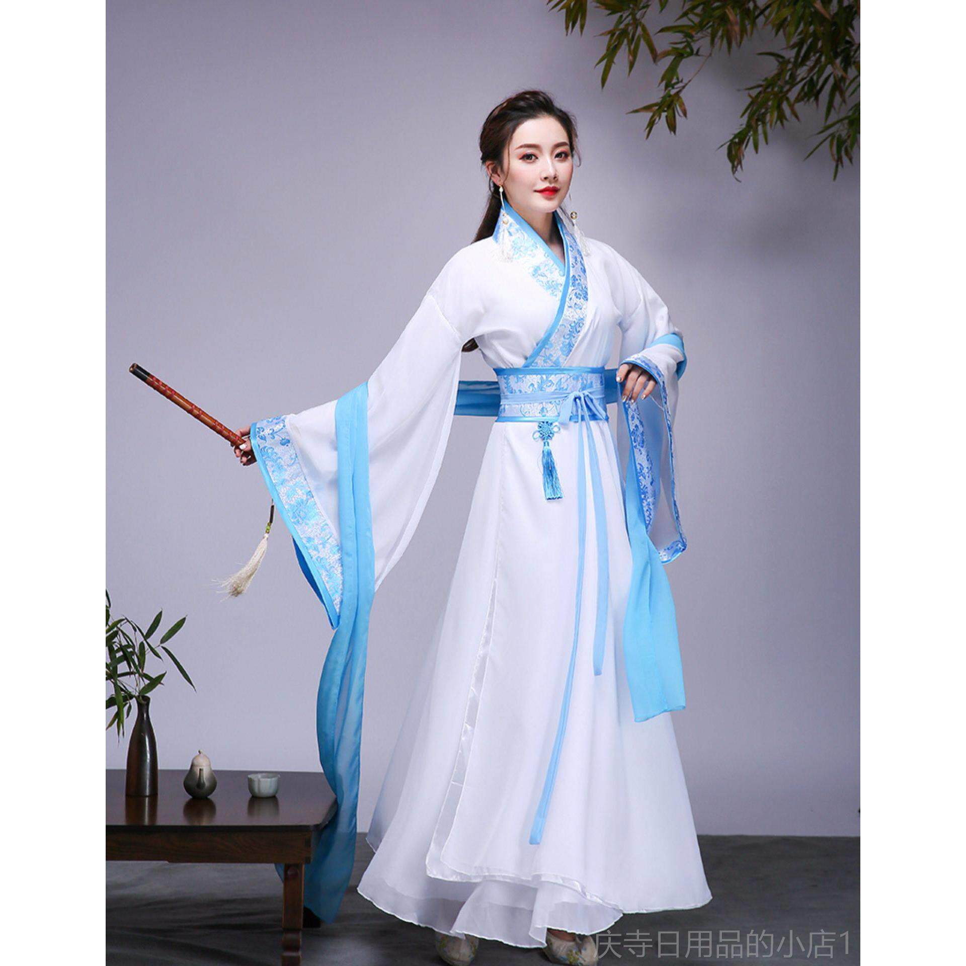 高档古装演服装仙女装飘逸广袖舞台古筝舞蹈出服襦古代改良汉服女