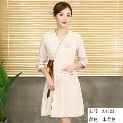 高档新美容院工连作服服女护士款美甲服时尚美容师工作服衣裙夏季