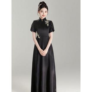 高档歌黑色晚礼服高级感2025独新款音乐生艺考声乐舞台民唱古演筝