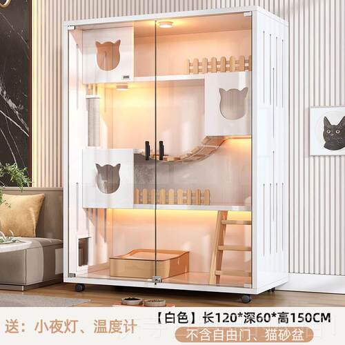 高档咪实木猫笼子家间用猫窝室超大自由空猫舍猫柜猫房内子猫屋猫