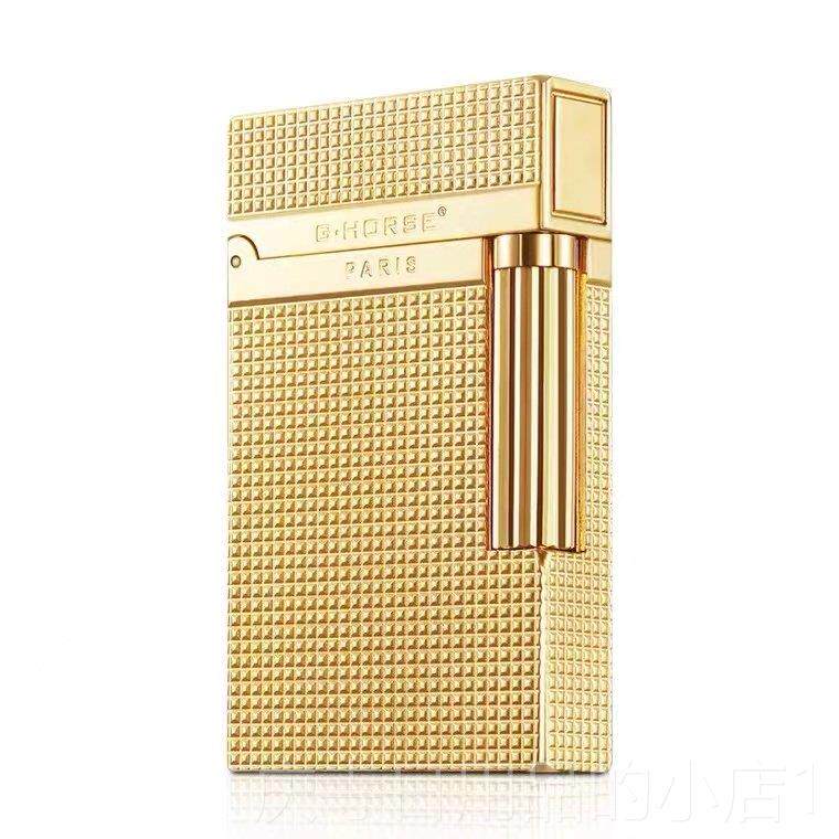高档正品神骏纯黄铜煤朗声打火机充气超薄油老覆式古砂轮个男性礼