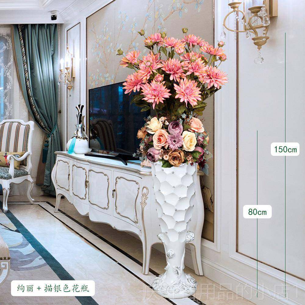 高档欧式落真地仿花艺套装代玻钢大花璃瓶客厅家居装饰现插花假花