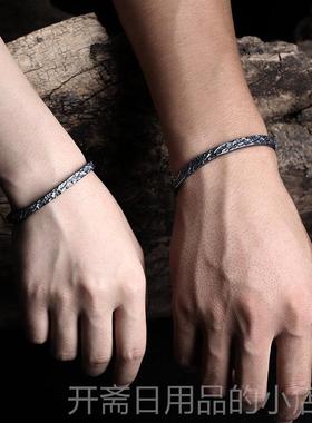 正品采购产品“黑色战士”925纯银手炼的男人，覆物古时尚的手炼