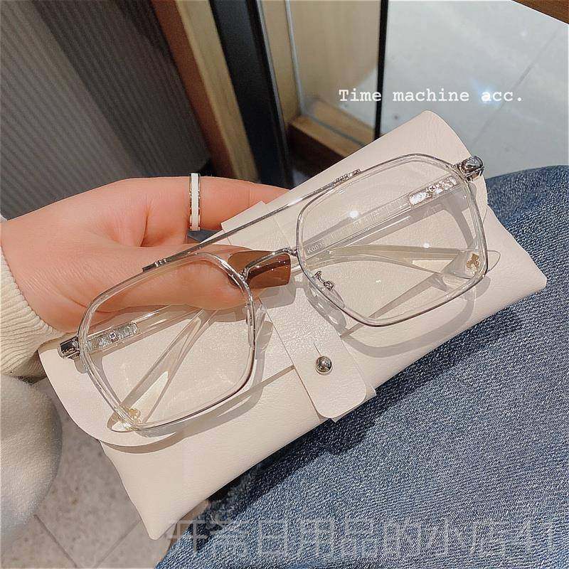 正品镜防蓝光辐眼镜女网红素同款复古双梁方框平光男颜韩版潮射眼