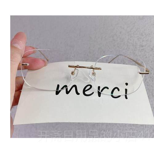 正品无框近防平视眼镜男超轻纯钛近视镜可配度数光瘦蓝光辐射变色