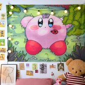 星之卡比挂布 饰背景布租房改造宿舍布置遮丑墙布挂毯 卧室床头装