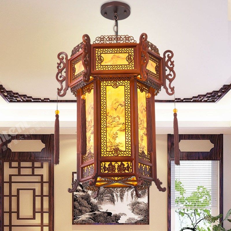 中式仿古实木宫灯寺院古镇复古建筑别墅吊灯庭院走廊过道装饰灯笼