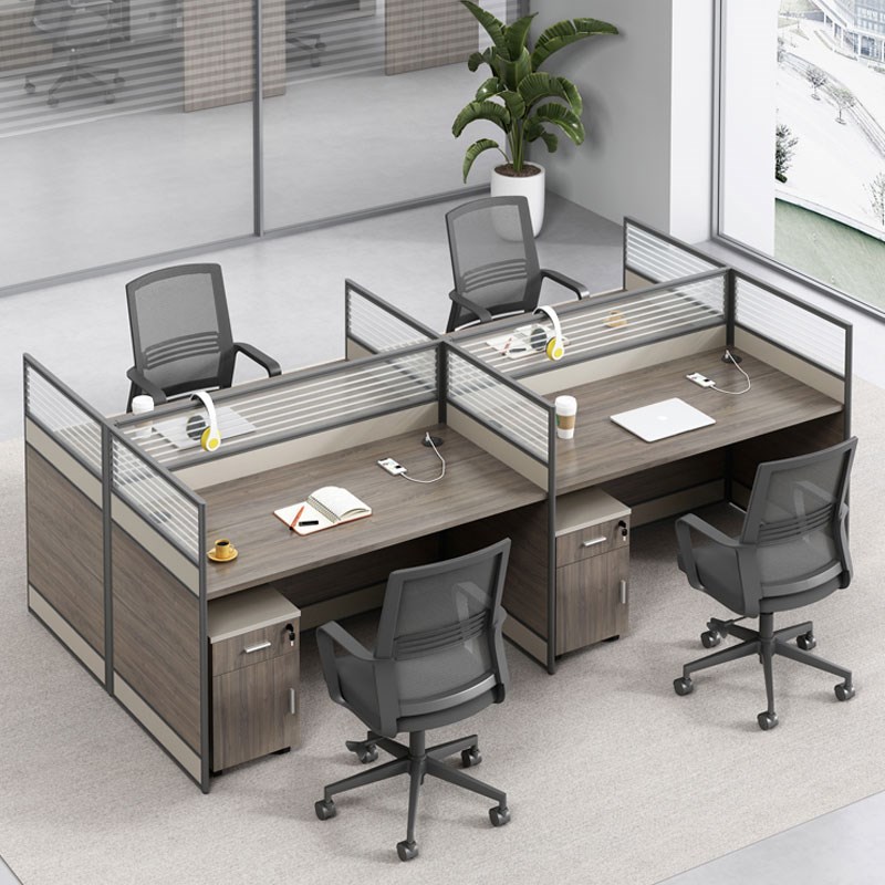 屏风职员四六人位办公桌加厚办公室财务办公桌椅组合简约现代家具