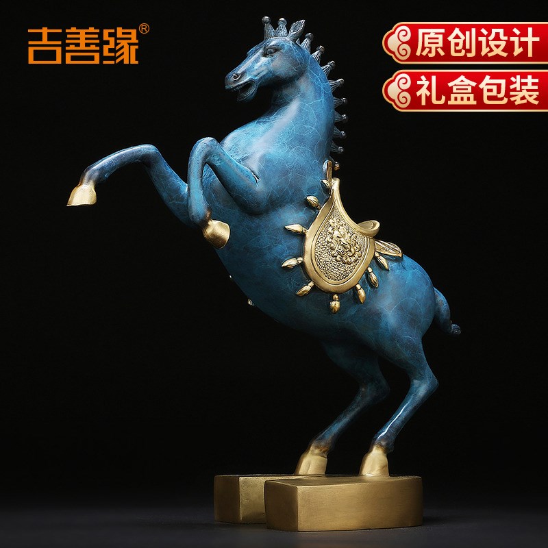 吉善缘 《一战成名》铜马摆件 招财马铜彩家居工艺装饰礼品1152