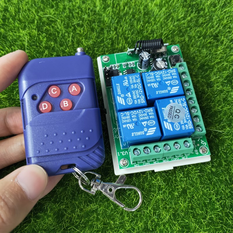 V四路2V路无线遥控开关+桃木键车灯 喇叭 货车尾板 车库