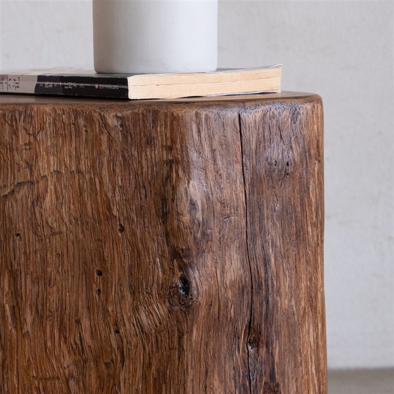 木有作为中古缅甸柚木原木墩子床头柜圆墩边几木墩小圆几茶几