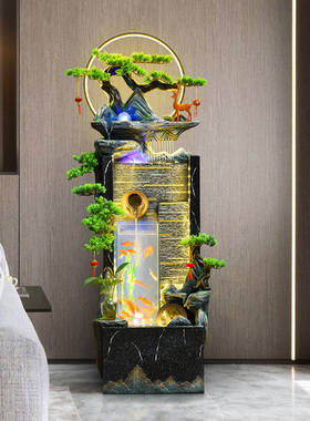 创意流水招财摆件电视柜旁室内鱼池欧式流水墙鱼缸庭院落地工艺品