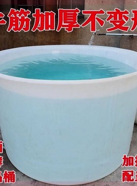 白色牛筋桶加厚发酵酿酒腌菜桶胶桶熟料无毒桶塑料水圆桶食品桶