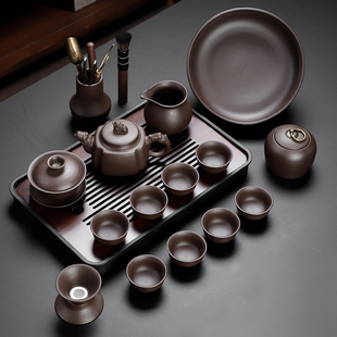 紫砂茶具套装功夫家用客厅中式整套茶壶盖碗茶盘茶杯办公室泡茶器