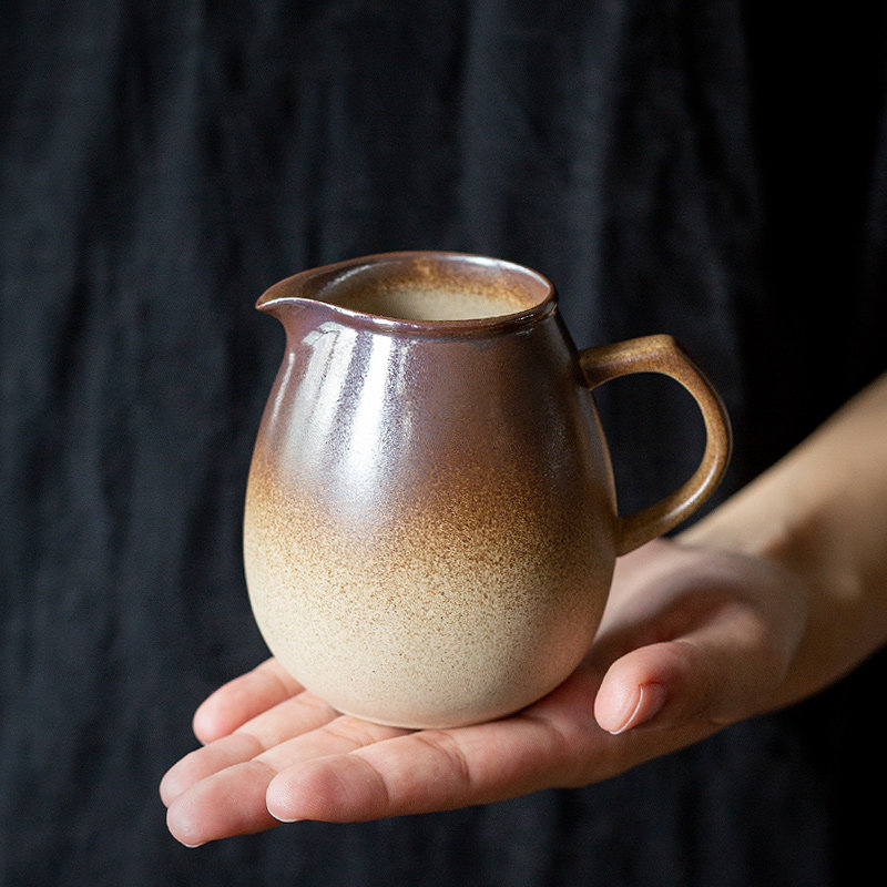 碌心 柴棕釉禅静公道杯 中式复古粗陶分茶器分杯品茗家用办公茶配