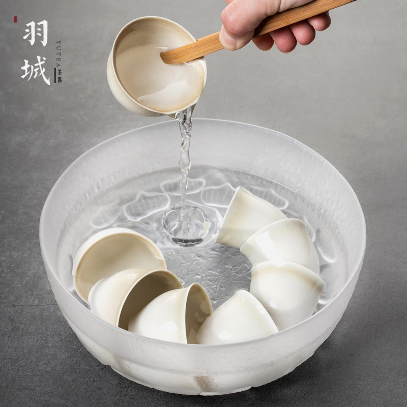 琉璃茶洗锤纹玻璃水洗建水 沙拉碗大号水盂建水果盘杯洗洗杯碗