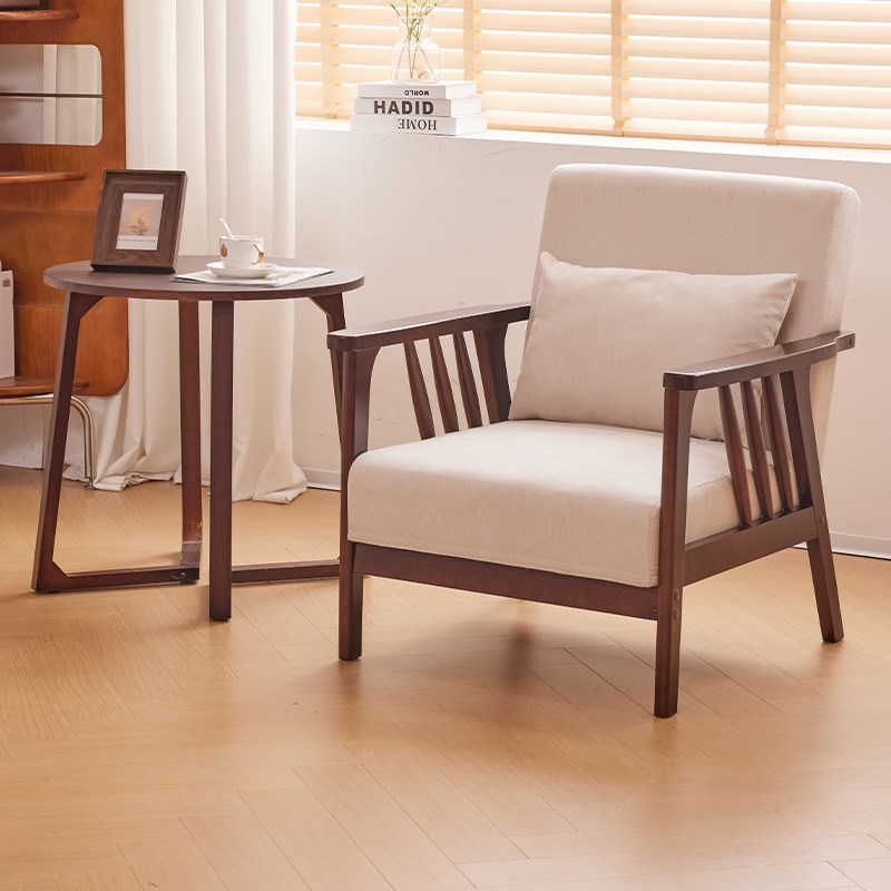 阳台椅客厅实木单人沙发懒人休闲椅洽谈茶桌椅民宿躺椅看书三件