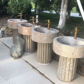 民间老石器石磨洗手盆老磨盘民间旧俗复古怀旧石头洗手池庭院景观