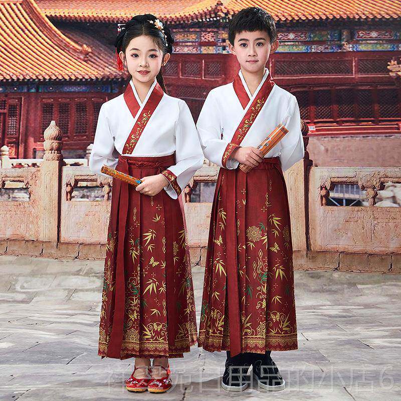 高档童古装男童国学服中国风三字经服汉服童演出儿儿小学生朗诵服