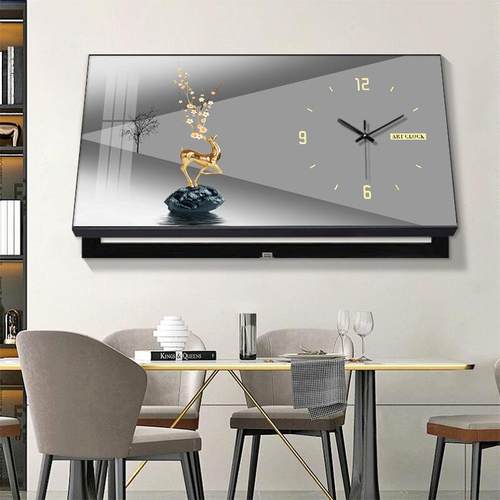 电表箱装饰画带钟表时钟餐厅挂画大尺寸配电闸箱空开关盒遮挡壁画