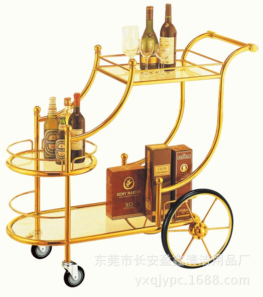 厂家直批C-16贵妃酒车钛金酒水车酒店餐厅会所欧式移动酒水车