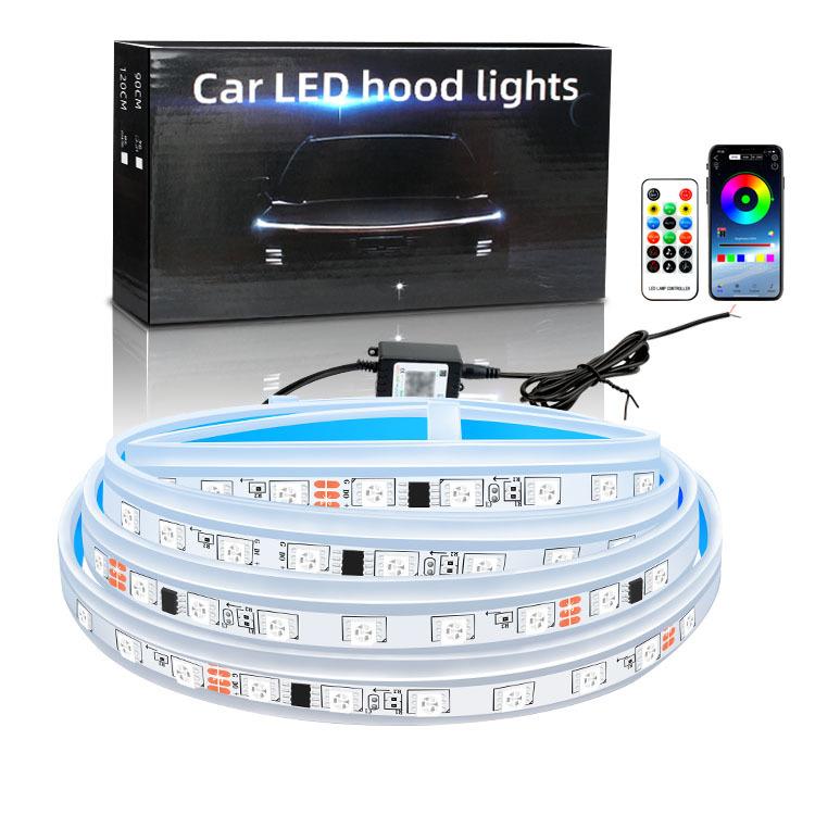 汽车led日行灯机头盖缝隙导光灯条流光中网装饰氛围灯通用软灯条图片