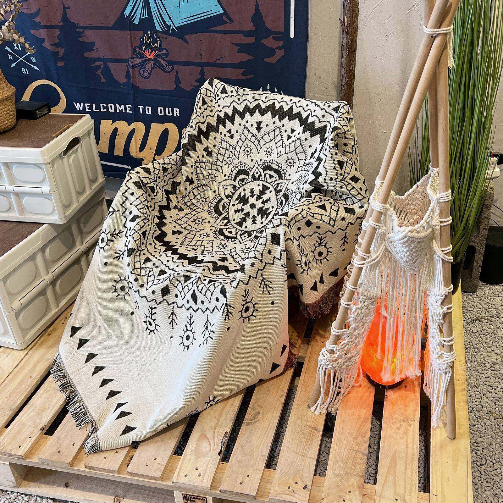 沙发毯流苏毯印第安毯子露营毯线毯野餐垫户外露营盖毯波西米亚毯