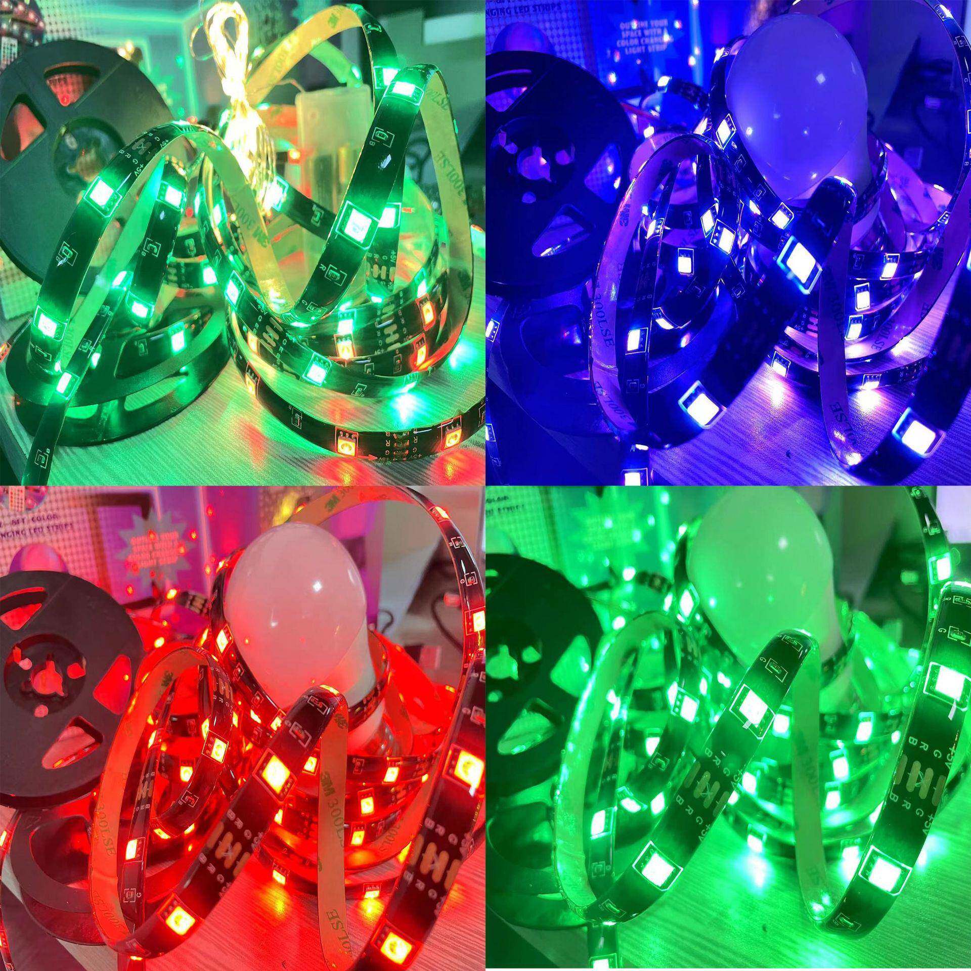 RGB5050三合一套装幻彩灯泡LED灯带铜线灯节日电脑桌背景氛围灯