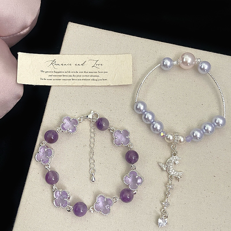 天然紫水晶施家珍珠四叶花锆石