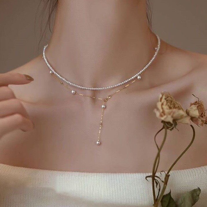 满天星珍珠项链女轻奢小众高级感气质颈链时尚长款链Y型锁骨链